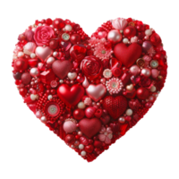 AI generated single big red shiny heart. Bright beautiful 3D heart shape on romantic Valentines Day on png transparency