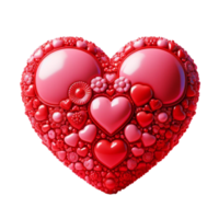 AI generated single big red shiny heart. Bright beautiful 3D heart shape on romantic Valentines Day on png transparency