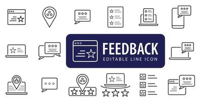 Fill Feedback, review, testimonial, customer thin line icons. Editable stroke. For website marketing design, logo, app, template, ui, etc. Vector illustration modern Designs.