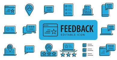 Fill Feedback, review, testimonial, customer thin line icons. Editable stroke. For website marketing design, logo, app, template, ui, etc. Vector illustration modern Designs.