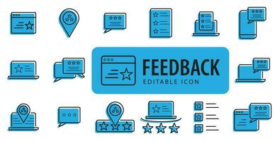 Fill Feedback, review, testimonial, customer thin line icons. Editable stroke. For website marketing design, logo, app, template, ui, etc. Vector illustration modern Designs.