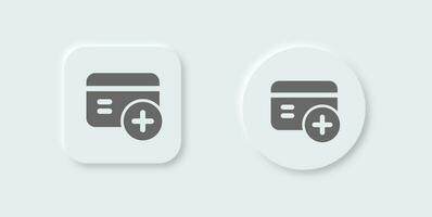 Add card solid icon in neomorphic design style. Payment signs vector illustration.