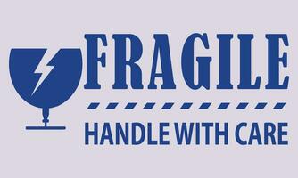 Fragile handle with care sticker, fragile label with broken glass symbol vector. vector