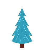 Winter Tree with Snow in Branches Animated Cartoon Flat Vector Illustration