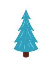 Winter Tree with Snow in Branches Animated Cartoon Flat Vector Illustration