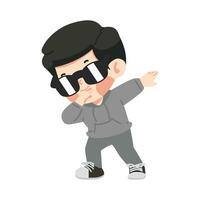 Cute boy posing as dab cartoon vector