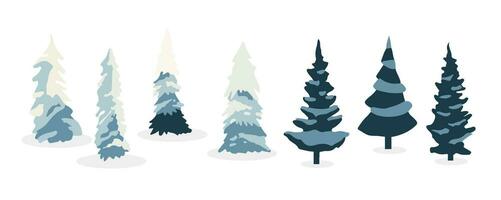 winter tree object set.Editable vector illustration for postcard