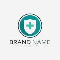 health protection with shield logo design vector template for medical or insurance company-vector