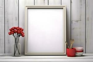 AI generated Valentine's Day Empty photo frame for mockup, Valentine wall art frame