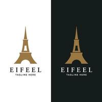 French eiffel tower building and high tower Logo template design.With editable vector illustration.