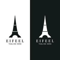 French eiffel tower building and high tower Logo template design.With editable vector illustration.