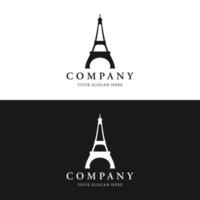 French eiffel tower building and high tower Logo template design.With editable vector illustration.