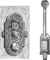 Lock, vintage engraving vector