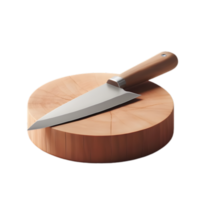 ai generado cocina cuchillo en madera en un transparente antecedentes png