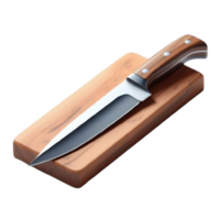 ai generado cocina cuchillo en madera en un transparente antecedentes png