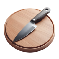 ai generado cocina cuchillo en madera en un transparente antecedentes png