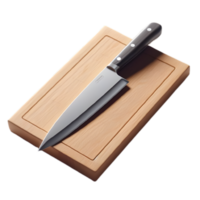 AI generated Kitchen knife on wood on a transparent background png