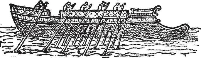 Trireme, vintage engraving. vector