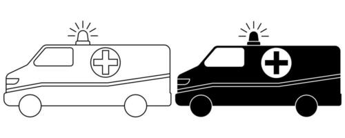 side view ambulance icon set vector