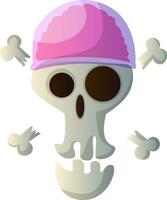 dibujos animados cráneo con rosado sombrero vector ilustracion en blanco antecedentes