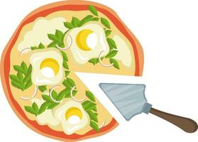 Pizza with eggs Print vector