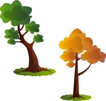 Two autumn tree vector illustration on white background