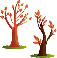 dos otoño árbol vector ilustración en blanco antecedentes
