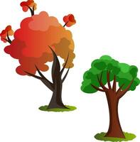 Two autumn tree vector illustration on white background