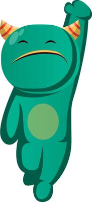 Green monster flying Superman style vector illustration