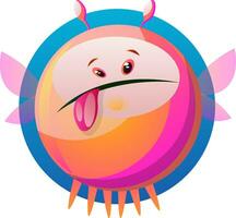 Cartoon pink monster stick out the tongue vector illustartion on white background