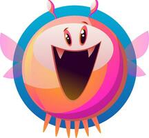 Happy cartoon pink monster vector illustartion on white background