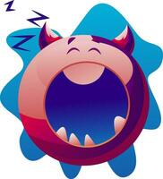 Sleepy cartoon purple monster vector illustartion on white background