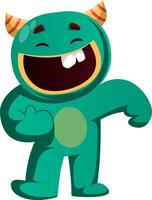 Green monster in a good mood vector illustration