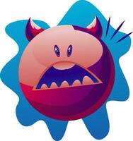 Suprised cartoon purple monster vector illustartion on white background