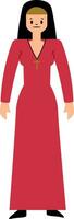 Nun in red dress character vector illustration on a white background