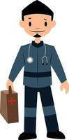 Paramedic in blue uniform character vector illustration on a white background