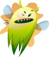 Angry cartoon little green mpnster vector illustartion on white background