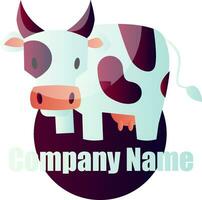 Cow with purple marks in front of purple circle vector logo design on white background