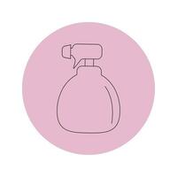 Vector icon of a spray bottle in a pink circle on a white background.