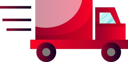 Red truck in high speed vector illustration on a white background