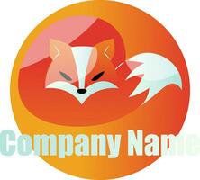 Modern fox inside orange circle vector logo design on a white background