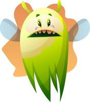 Worried cartoon green monster vector illustartion on white background