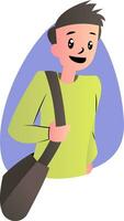 Cute cartoon boy in green sweater vector illustartion on white background