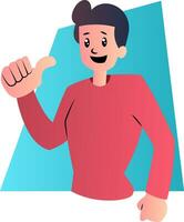 Cartoon guy in red shirt vector illustartion on white background