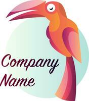 Simple colorful parot with blank text vector logo design on white background