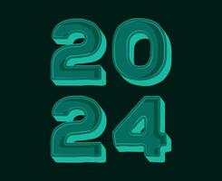 2024 Happy New Year Abstract Green Graphic Design Vector Logo Symbol Illustration With Black Background