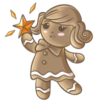 linda pan de jengibre niña con estrella png