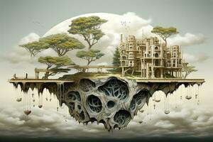AI generated Imaginative mindscape, where thoughts and emotions manifest as surreal landscapes photo