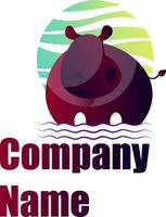 Deep purple hippo vector logo design on a white background