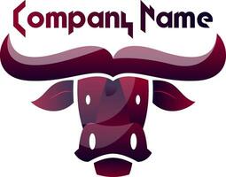Deep purple bull head vector logo design on white background